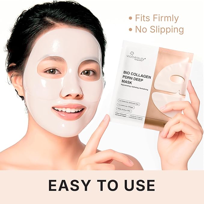 Bio Collagen Face Mask with PDRN and Hyaluronic Acid - Hydrogel Collagen Mask Overnight - Deep Hydrating, Glass Skin, Firming & Rejuvenating Skincare| 1.41oz(40g) x 4ea