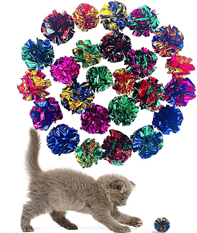 PET SHOW 20 Pack Cat Toy Crinkle Balls 2.5inch for Indoor Cats Kittens