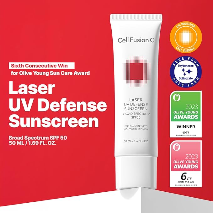 Cell Fusion C Laser UV Defense Face Sunscreen SPF 50, PDRN & 6 Ceramides, Broad Spectrum Korean Sunscreen for Face, Soft Matt Finish, 50ml / 1.69 fl.oz