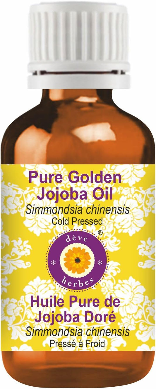 dève herbes Pure Golden Jojoba Oil (Simmondsia chinensis) Cold Pressed 50ml (1.69 oz)