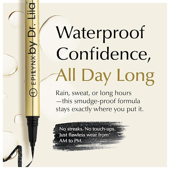 EPILYNX Liquid Eyeliner - Hypoallergenic Eyeliner with Fine Brush Tip, Long-Lasting Waterproof Eye Liner - Cruelty-Free, Vegan, Hypoallergenic, Gluten-Free, Smooth Liquid Eye Liner, Shimmer Black 2mL
