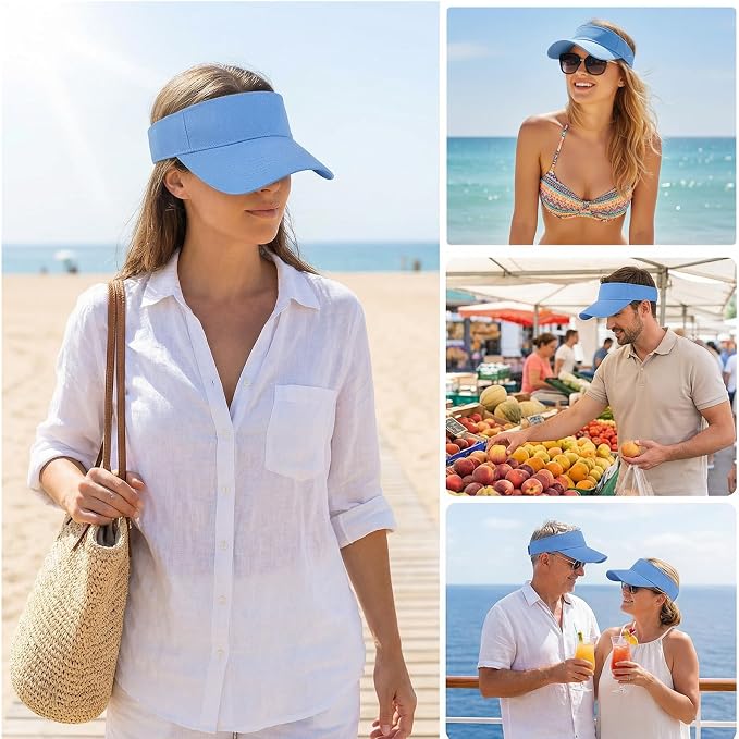 Topbuti Sports Sun Visor Hats for Women Men Adjustable Cotton Beach Baseball Tennis Golf Hat Caps UV Protection Visors