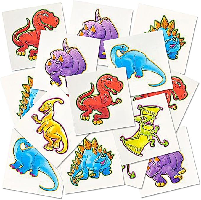 ArtCreativity Dinosaur Individual Temporary Tattoos for Kids, Bulk Pack of 144, Non-Toxic 2 Inch Pre-Cut Dino Tattoos, Dinosaur Birthday Party Favors and Goodie Bag Stuffers for Boys and Girls