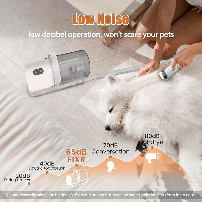 FIXR Dog Grooming Vacuum, Pet Grooming Kit with Dog Clippers, 2.5L Dust Cup 11000Pa Dogs Vacuum for Shedding Grooming, 5 Grooming Tools Home Cleaning in 1, Low Noise Pet Grooming Vacuum for Dogs