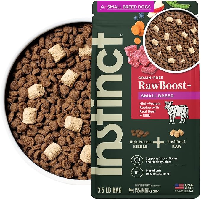 Instinct RawBoost Small Breed, Dry Dog Food + Freeze Dried, Beef, 3.5 lb. | High-protein kibble with FreshDried raw bites, nutrition for healthy weight, calcium for strong bones & teeth, grain-free