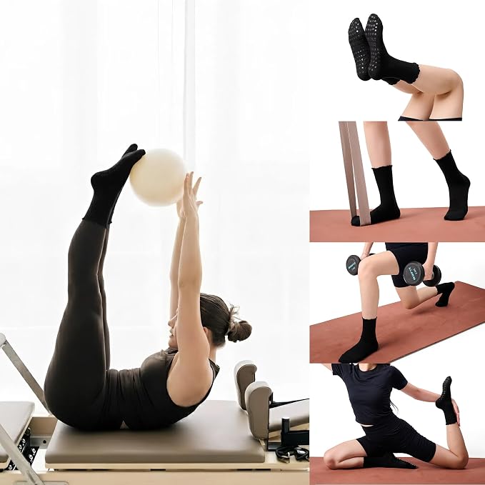 COOLMATE Pilates Socks with Grips for Women, Yoga Socks, Crew Non Slip Women for Barre, Pilates Gifts for Women