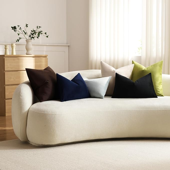 Throw Pillow Covers 18x18 Beige: Pack of 2 Cozy Soft Velvet Square Modern Luxury Decorative Throw Pillow Cases for Sofa Couch Living Room Bed Home Decor