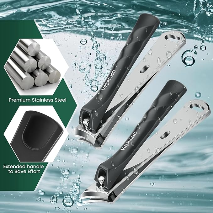 Vepkuso Nail Clippers Set for Men & Women – Professional Toenail Clippers for Thick Ingrown Nails for Seniors, Ultra Sharp Stainless Steel Fingernail Clipper & Nail Cutter, Gift Idea