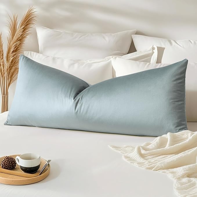 Artscope Luxury Velvet Lumbar Pillow Cover Super Soft Decorative Rectangle Throw Pillow Covers Case Cushion Covers for Sofa Couch Bedroom Car Decor 14x36 Inch Light Grey