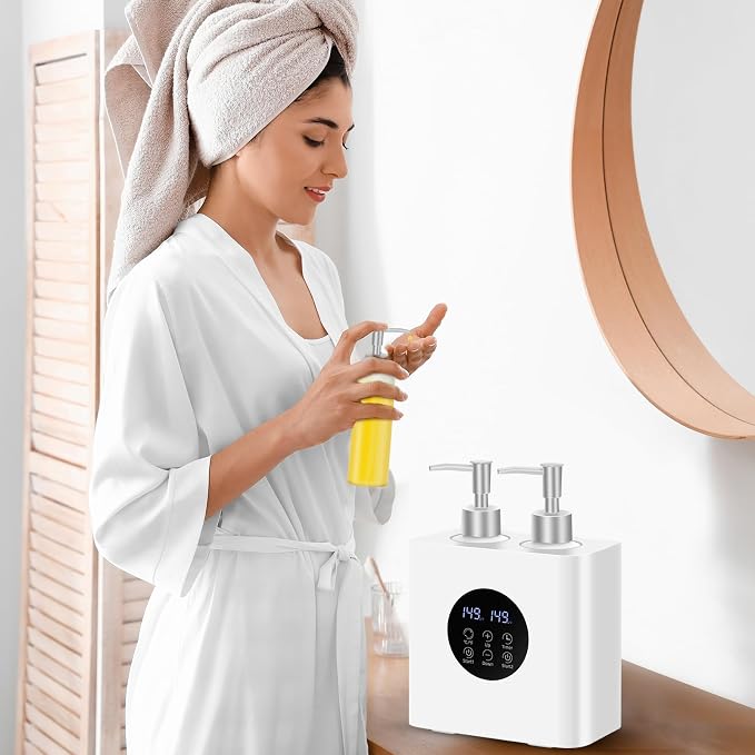 Meifuly Massage Oil Warmer for SPA, Body Oils Heater with 4 Bottles Dispenser, Professional Electric Lotion Digital Heater for Salon Home, Adjustable Constant Temperature