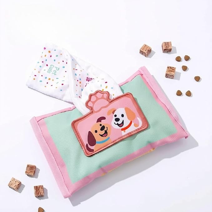 ORIGINAL Interactive Dog Snuffle Wipe Puzzle Toy | Quality Tested, Reinforced Stitching | Anti-Boredom Mental Stimulation | Slow Feeding & Enrichment Game | Small Medium Dogs | Tissue (Pink)