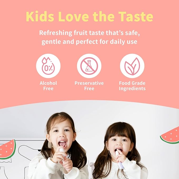 oh care Mouth Spray for Kids Toddler Toothpaste Helper Fluoride Free Baby Toothpaste Cavity Protection Oral Care with Natural P113+ Antibacterial Peptide for Newborns to Age 12 (Watermelon)