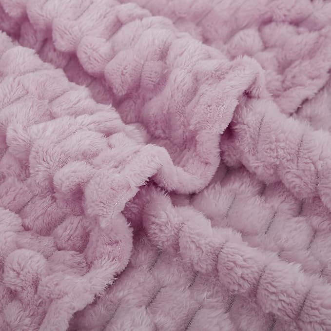 Puncuntex Light Purple Throw Blanket 60"×80" Fuzzy 3D Jacquard Decorative | Flannel Fleece Super Soft Plush Cozy Blanket for Couch Sofa Chair Lightweight