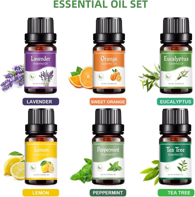 SPLITSKY 400ML Essential Oil Diffuser for Large Room Home,Remote Control Aromatherapy Diffuser with 6 Essential Oils Gift Set,Air Cool Mist Humidifier with 7 Color Changing LED