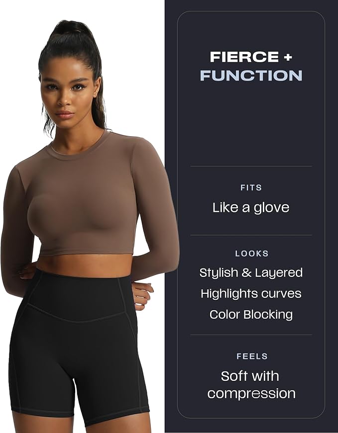 Aoxjox Lexi Lined Workout Biker Shorts for Women Tummy Control High Waisted Exercise Athletic Gym Running Yoga Short 6"