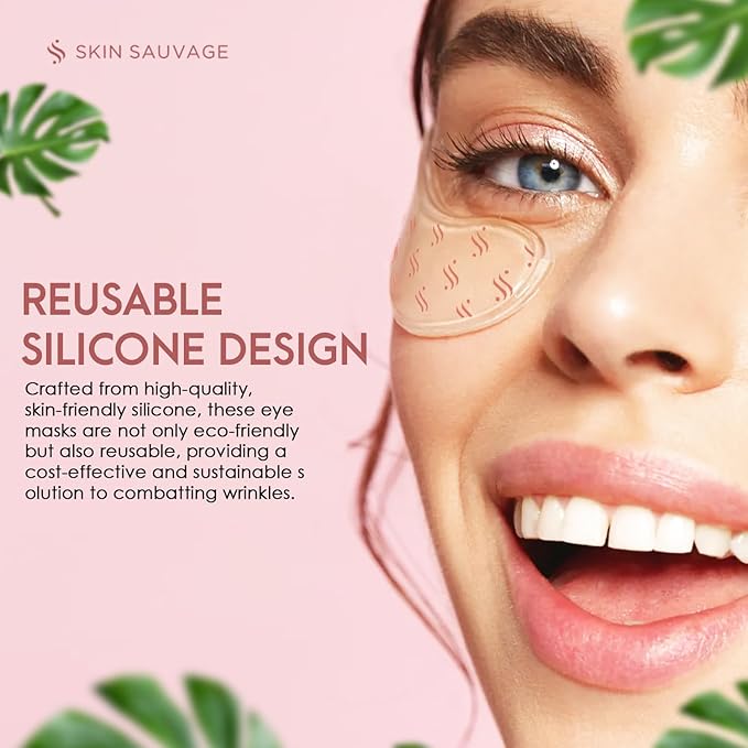 Reusable Anti-Wrinkle Silicone Eye Mask Set – Enhances Absorption for Makeup Prep +Locks in Night Cream to Boost Hydration, Smooths Under Eyes, Reusable, Comfortable, Travel Ready w/ Stylish Storage