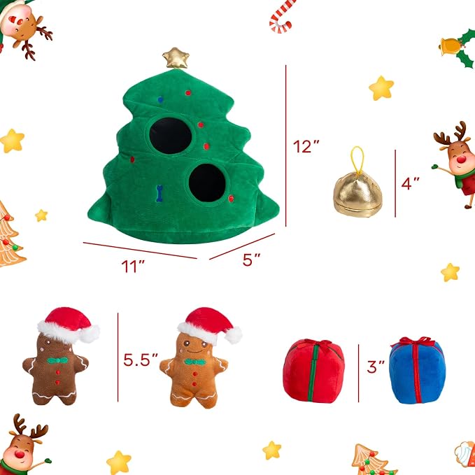 Hollypet Christmas Squeaky Hide and Seek Dog Toys for Small and Medium