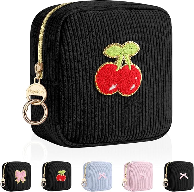 Period Bag for Teen Girls, Corduroy Sanitary Napkin Storage Bag, Menstrual Pad Pouches Tampon Holder for Purse