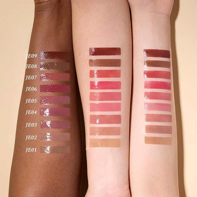 Flower Knows The Sweetie Bear Coating Lip Jelly,Soft Moisturizing Tinted Lip Gloss with Botanicals,Lightweight Non-Sticky Red Lips Plumper,Cruelty-Free,0.18 oz(JE08 Croissant)