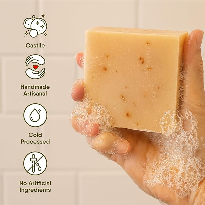 360Feel Cherry Almond Soap - Handcrafted Castile Soap Bar with Soothing Scent - Handmade with Essential Oils - Suitable Gift for Anniversaries, Weddings & Holiday Stockings - Rich Lather - 4-Pack