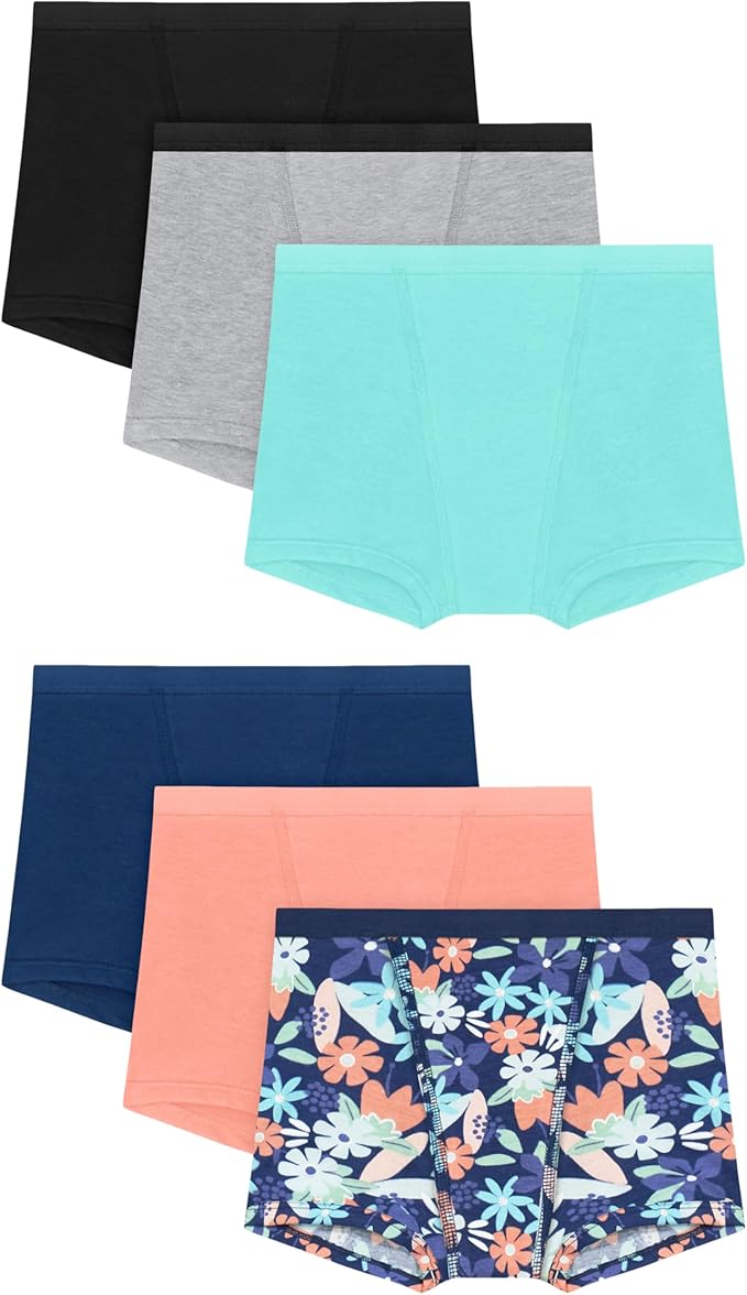Hanes Girls' Period Underwear Boxer Briefs, Comfort Period Boxer Brief Panties for Girls, Moderate Protection