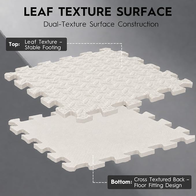 18pcs Puzzle Exercise Mat, 12.6"x12.6"x0.4", 18sqft EVA Interlocking Foam Floor Tiles, Protective, Water-Resistant Flooring for Home Gym & Workout Equipment