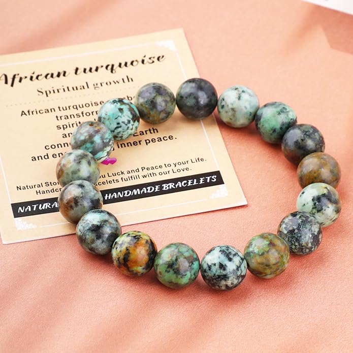 AD Beads Handmade Gemstone Stretch Elastic Bracelet Crystal Healing Reiki Nature's Beauty and Spiritual Essence Unisex
