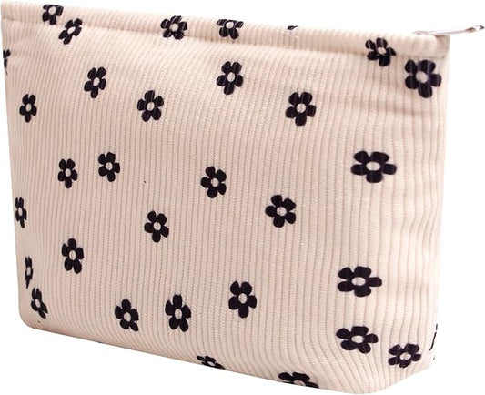 Cosmetic Bags for Women - Corduroy Cosmetic Bag Aesthetic Women Handbags Purses Smile Dots Makeup Organizer Storage Makeup Bag Girls Case Bags (Flowers-Plum blossom)