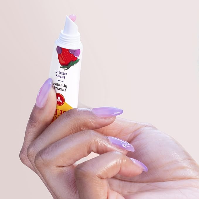 Burt's Bees Stocking Stuffers, Rescue Lip Relief, Watermelon & Berry Medley, Hydrating Lip Balm for Dry Cracked Lips, with Responsibily Sourced Beeswax, 100% Natural Origin, 2 Pack, 0.35oz