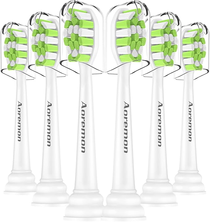 Aoremon Toothbrush Replacement Heads for Philips Sonicare DiamondClean Series 2/3 EasyClean ProtectiveClean FlexCare HwalthyWhite, 4100/5100/6100, C1/C2/G2/G3-6 Pack, White