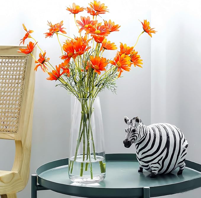 Crystal Clear Glass Flower Vase for Table Centerpiece Home Decor, 8.3inch H | Glass Vases for a Dozen of Flowers, Living Room, Bathroom, Office, Coffee Table, Wedding Decor, Housewarming Valentine Gifts