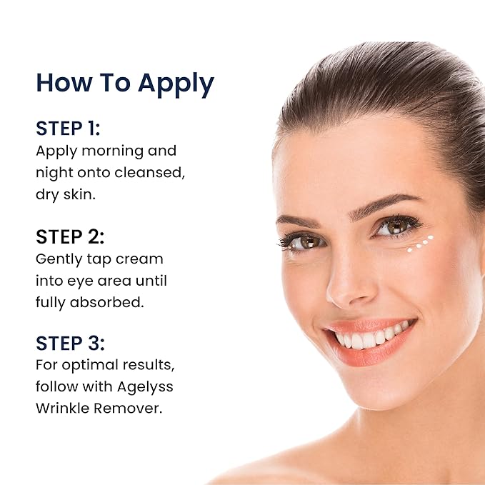 Agelyss Eye-Bag Cream - Deep Hydration - Puffiness, Dark Circles, and Wrinkles - Paraben-Free, Cruelty-Free, Vegan - Pack of 6
