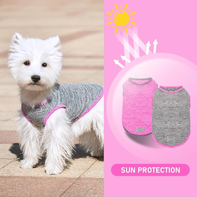 KYEESE 2Pack Dog Shirt for Medium Dogs Sun Protection Tank Top for Summer | Reflective for Safety, Lightweight & Breathable, Shedding Control, Skin-Friendly for Sensitive Dogs, Easy On/Off, Quick Dry