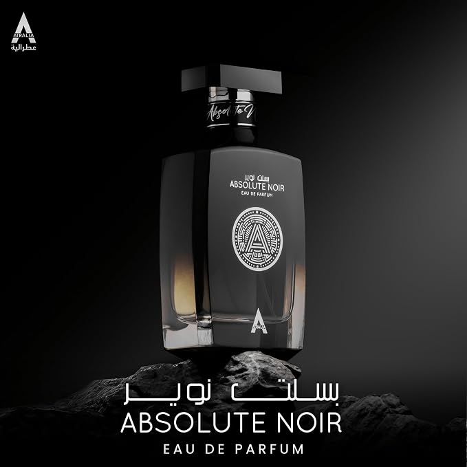 Atralia Absolute Noir Eau De Parfum for Men 100Ml 3.4Oz - Luxurious and Long Lasting Fragrances with Top Notes of Bergamot, Lemon, Grapefruit, Pink Pepper