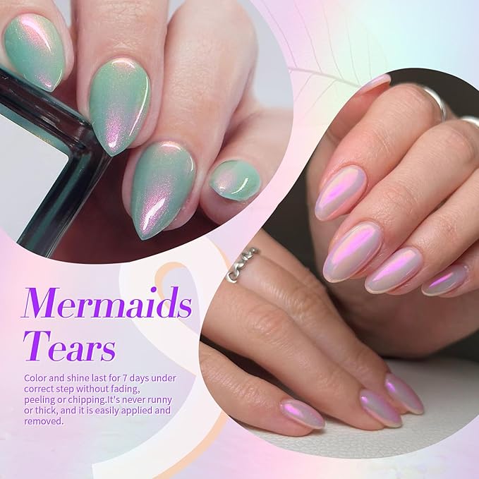 Born Pretty Pearl Nail Polish Set, 6 Colors Ombre Pearl Shimmer White Pink Purple Mermaid Nail Polish Quick Dry Spring Summer Finger Shell Glitter Nail Lacquer Set