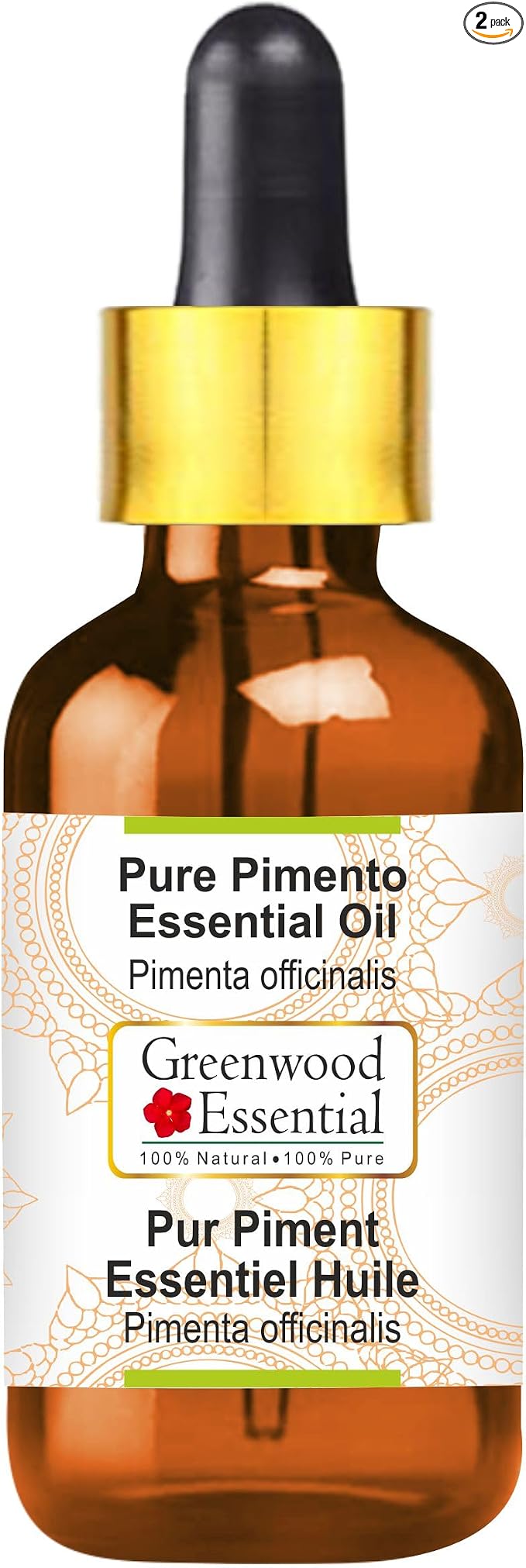 Greenwood Essential Pure Pimento Essential Oil (Pimenta officinalis) with Glass Dropper Steam Distilled 10ml (0.33 oz)