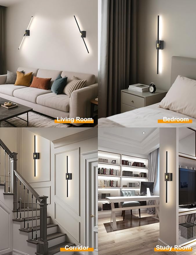 Battery Operated Wall Sconces Set of 2, Wireless Rechargeable Wall Lights | 10000mAh, Remote Control, 4CCT Dimmable, 360° Rotation, Modern Home Decor for Living Room, Bedroom, Hallway, Picture Lighting