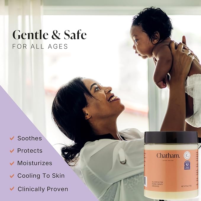 Chatham Natural Skin Care All Over Butter Eczema Relief Cream 6oz, Dry, Itchy Skin, Face, Feet and Hands. Trusted by Families and Steroid Free. Moisturizes and Softens Skin