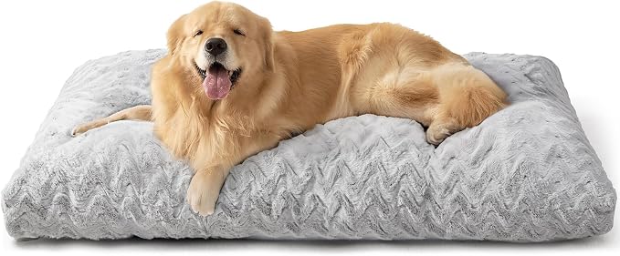 EHEYCIGA Washable XL Dog Beds Large Sized Dog, 41x27 Inch Pet Bed, Grey | Plush and Comfy Kennel Pad, Soft Dog Crate Mat, Deluxe Pet Sleeping Mat, Large Bed for Dog Up to 65 lbs