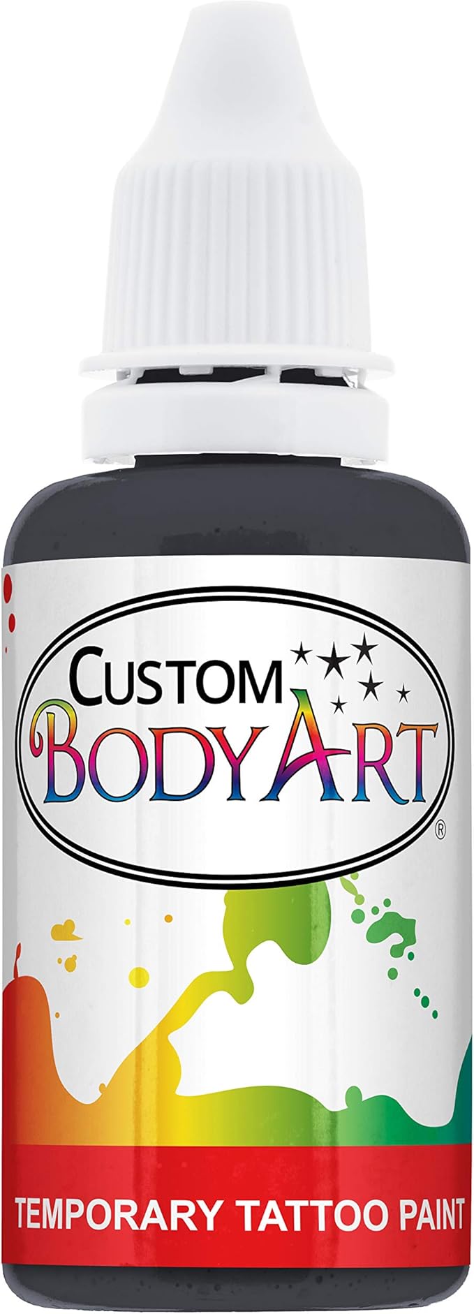 Custom Body Art Black Airbrush Body Paint 1oz - Alcohol-Based, Waterproof, Body Paint for Adults, Cosplay, Temporary Tattoos