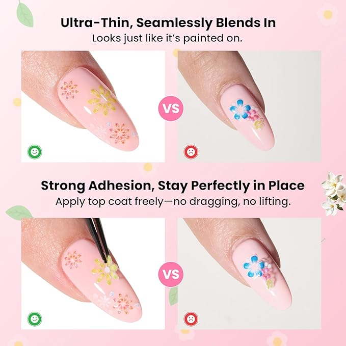Beetles Nail Art Stickers 30 Sheets 3D Flower Nail Stickers Heart Nails Design Supplies DIY Decals for Decoration Nails Art for Women Girls