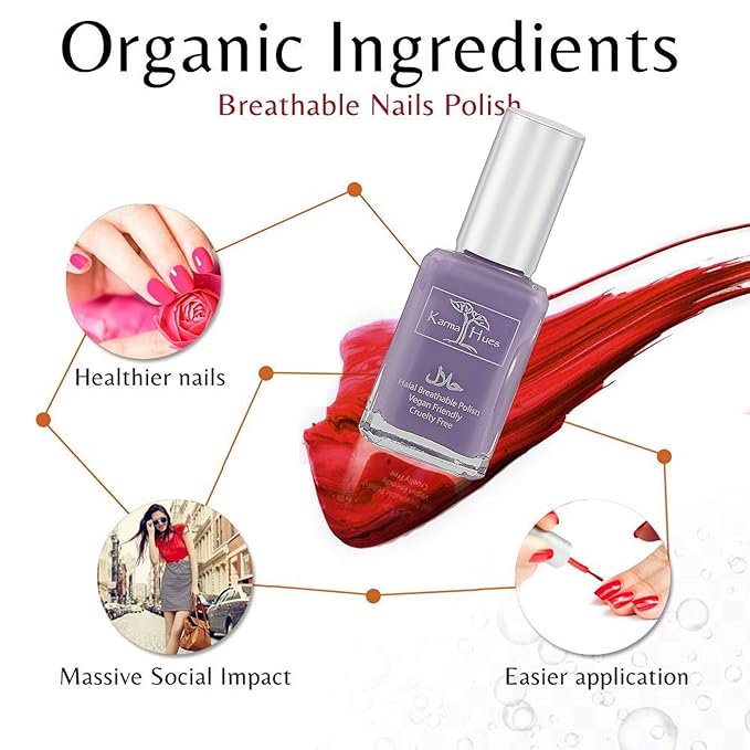 Karma Naturals Certified Halal Nail Polish - Breathable & Water Permeable, Wudu Friendly (Bilquis)