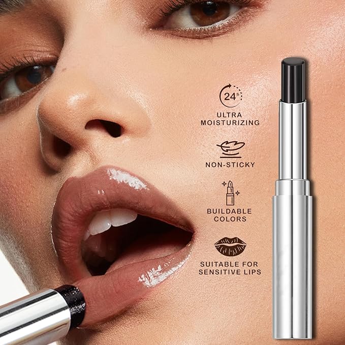 Honeynoir-Pink Honey Lipstick, Moisturizing Lip Color, Nourishing Lip Balm, Honey Noir Lipstick Suitable for All Skin Tones, Natural Lip Care, Long-Lasting Moisturization Non-Sticky (Black)