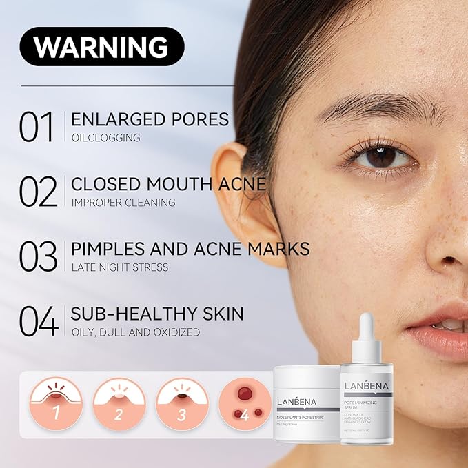 LANBENA Blackhead Remover Nose Pore Strips for Face, 2.0 Upgraded Deep Cleansing Peel off Mask Nose Strips Skincare for All Skin (1.06 Oz/30g) - 60pcs Strips (Aloe Pore Strips+Pore Serum)
