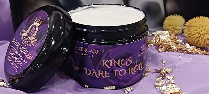 Dare To Roll, Royal Skincare Kings Premium Body Butter for Men - Hydrating Skincare for Men with Dry Skin, Uneven Skin Tone, Reducing Wrinkles, Restoring Skin Appearance, 8 oz, 12 oz (12 oz)