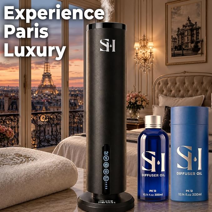 Paris 24k PK12 Hotel Scent Diffuser Oil | 2 Pack of 10.14 Fl Oz (300ml) - Waterless Diffuser Oil Refill & Highly Concentrated Fragrance Oil, Diffuser Oil Scents Luxury