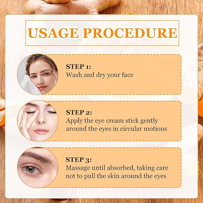 2PCS Turmeric Retinol Eye Stick,Lumibalm for Under Eyes Bags,Eye Balm Stick Wrinkles,Hydrating for Dark Circle,For Puffiness and Bags Reduces Fine Lines
