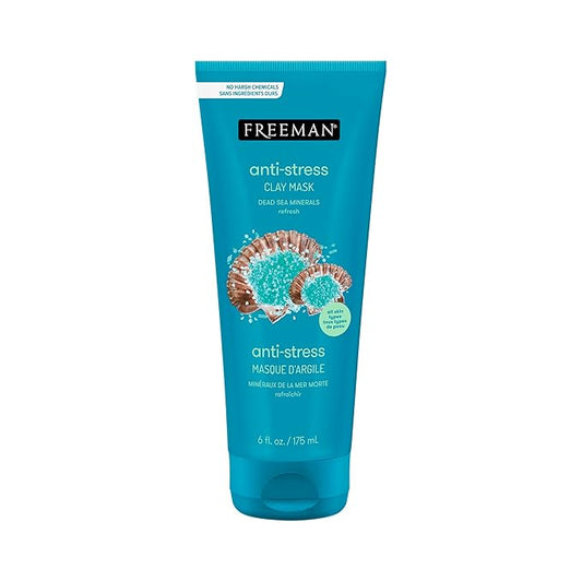 Freeman Anti-Stress Clay Mask, Dead Sea Mineral Face Mask, Lavender & Sea Salt Balance & Calm Skin, Unclog Pores, Facial Mask For All Skin Types, No Harsh Chemicals, 6 fl. oz./175 ml Tube, 1 Count