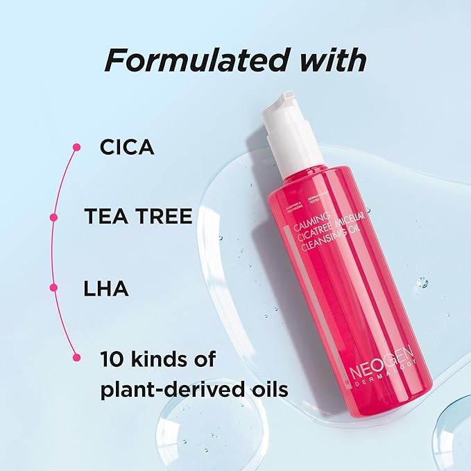 DERMALOGY by NEOGENLAB NEOGEN Calming Cleansing Oil Cica Tree Micellar 10.14Fl.Oz(300ml) - Cleansing oil for Sensitive Skin/Korean Skin Care/K-Beauty/deep cleansing oil for face