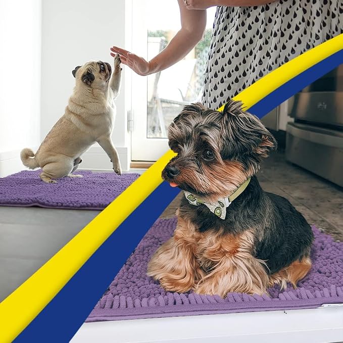 Muddy Mat® | Super Water Absorbent Door Mat Indoor, Microfiber Quick Dry Chenille Entryway Rug, Slip Resistant Front Door Mat, Indoor Mats for Entryway, Machine Washable Pet Rug, Lavender 30" x 48"